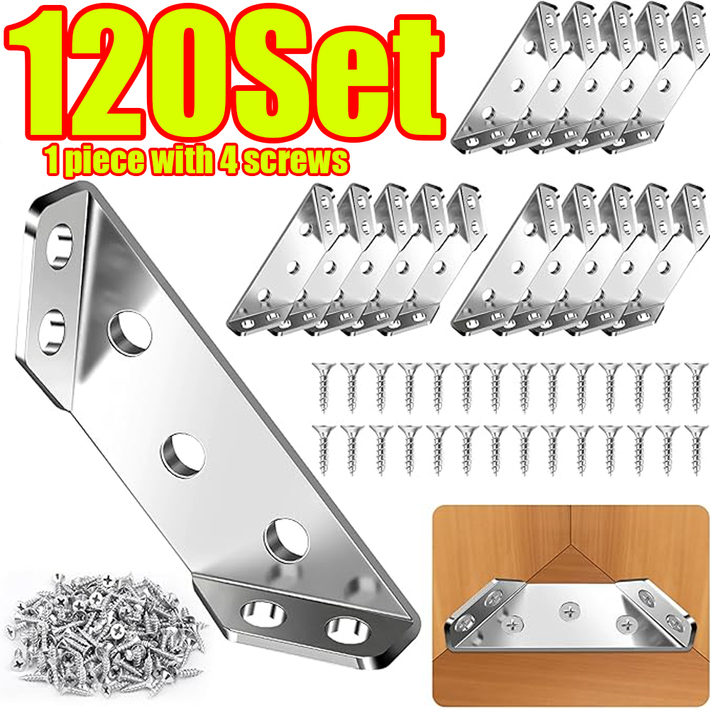 Woodworking Shops - 1-120Set Mobilya Köşe Konektörü Paslanmaz Çelik