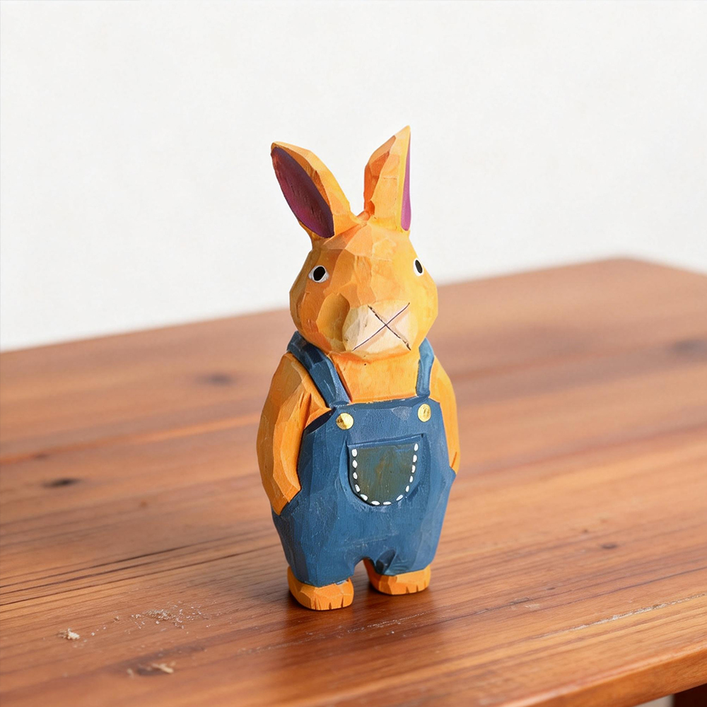 Woodworking Rabbet - El Oyması Ahşap Tavşan Figürü Sevimli