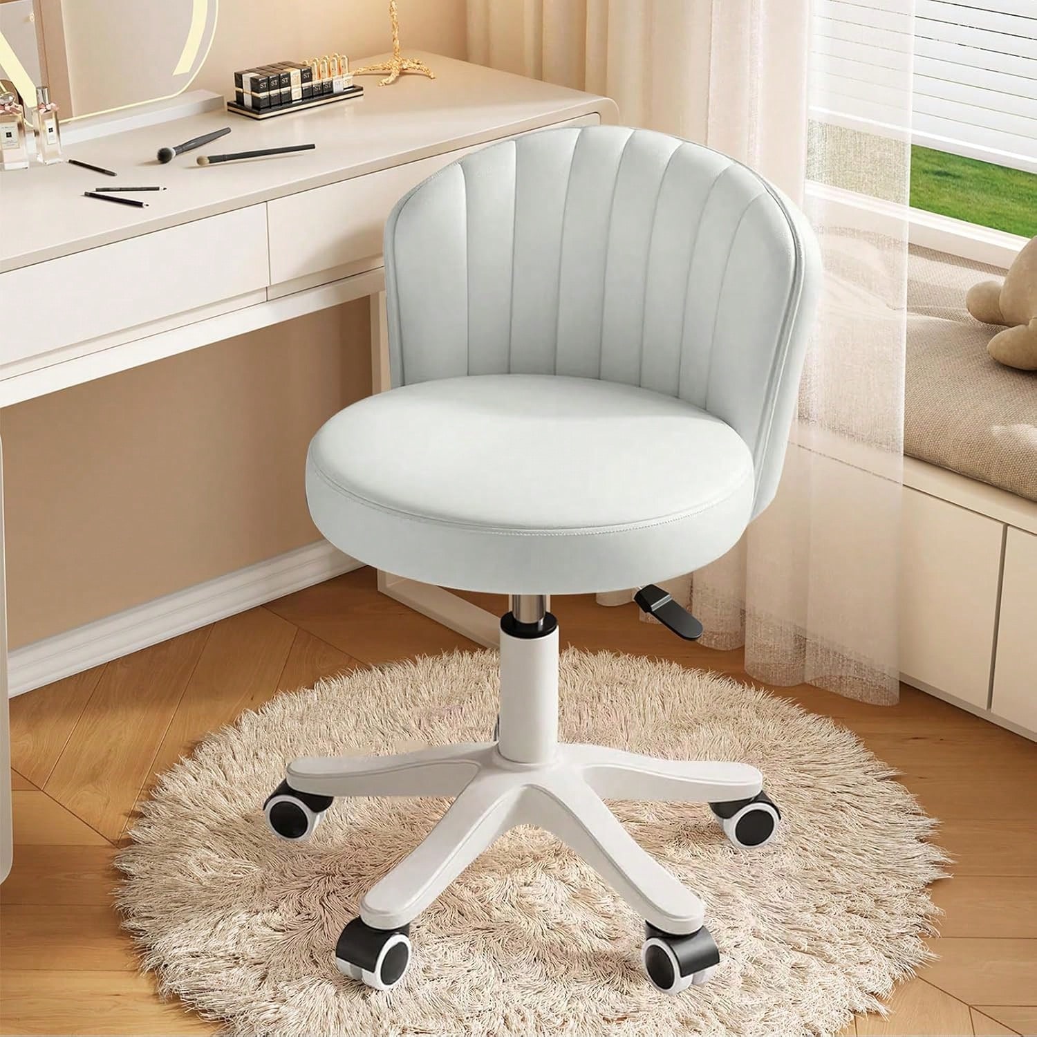 Woodworking Desk Chair - Küçük Yuvarlak Tekerlekli Çalışma Koltuğu, Kolsız