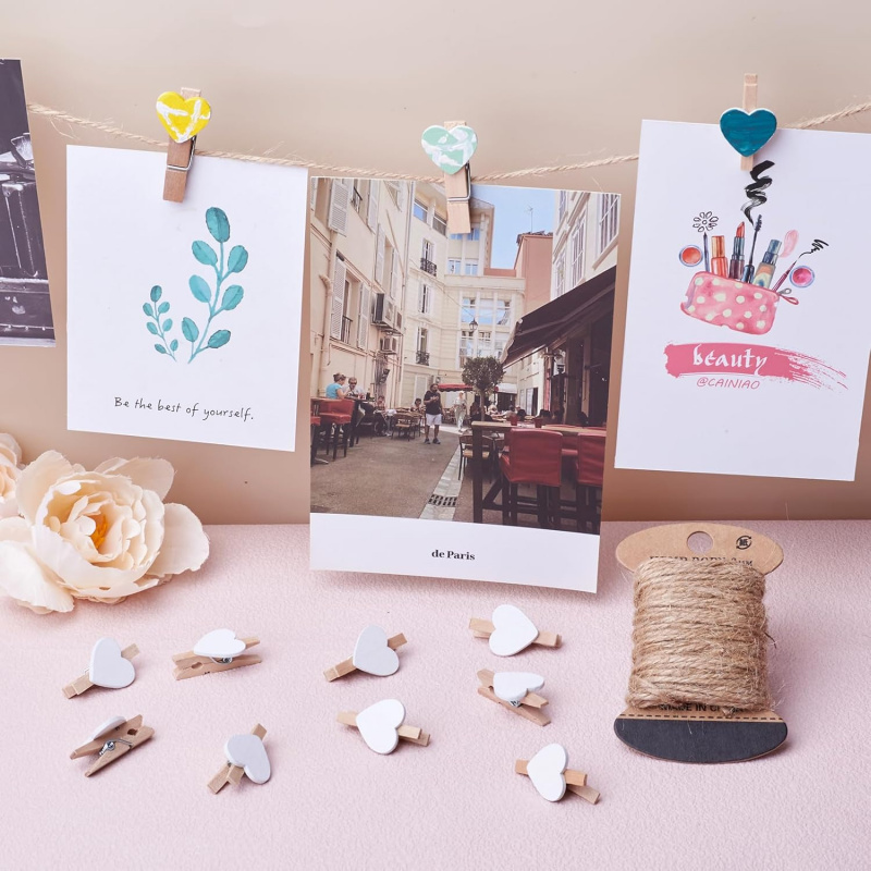 50 adet Beyaz Kalp Clothespins - Woodworking Z Clips incelemesi ve fiyatı