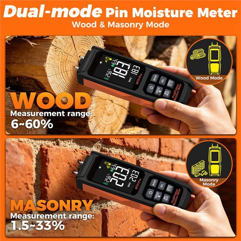 AC88-2IN1 Nem Ölçer, İğnesiz v - Lumber Woodworking incelemesi ve fiyatı